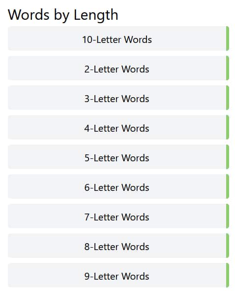 WordfinderX Word Finder length