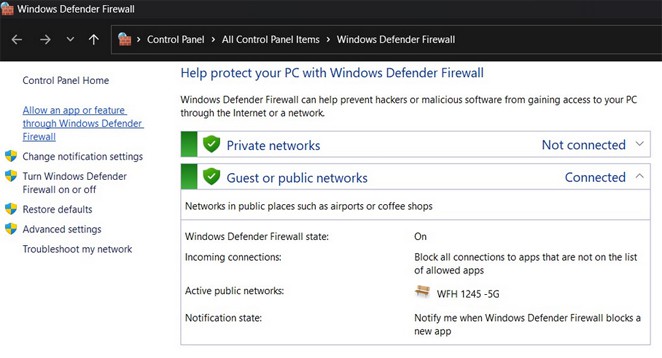 Windows Defender Firewall